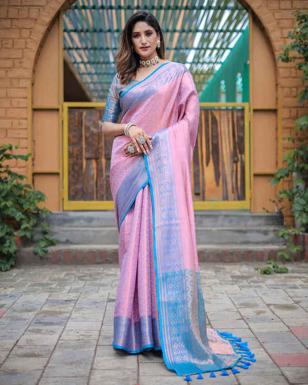 Baby pink luxury kanjivaram silk saree