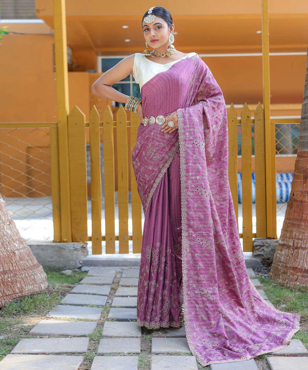 Luminous Lavender soft silk saree