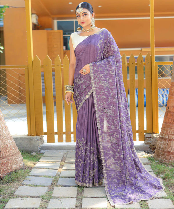 Angelic purple soft silk saree